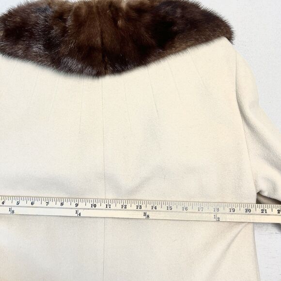 Vintage 50s 100% Cashmere Mink Fur Collar Swing Pea Coat Luxury Like Lilli Ann M - Picture 7 of 11